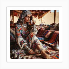 Bedouin Woman Drinking Tea 1 Art Print