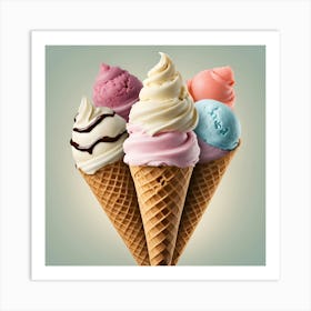 Ice cream in a cone Art Print