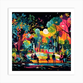 Night In The Park 1 Art Print