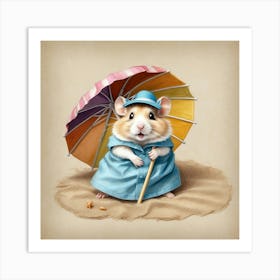 Hamster With Umbrella 5 Art Print