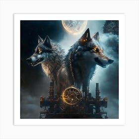 Steampunk Wolf 9 Art Print