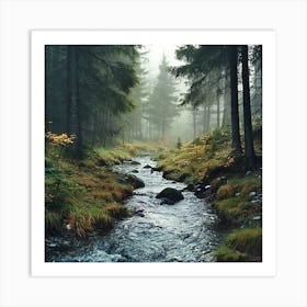 Stream In The Forest Art Print