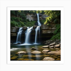 Waterfall In The Forest 26 Art Print