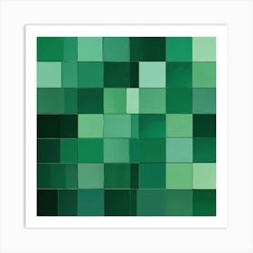 Abstract Green Squares Art Print