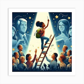 Illustration Of A Child Reaching For The Stars Art Print