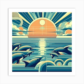 Dolphins In The Ocean 4 Art Print
