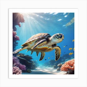 Sea Turtle In The Ocean 1 Art Print