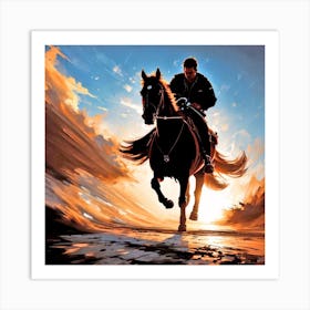 Man Riding A Horse 1 Art Print