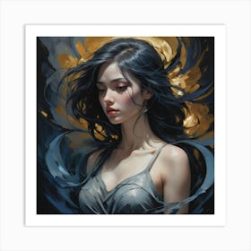 Girl With Black Hair 2 Art Print