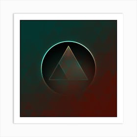 Geometric Neon Glyph on Jewel Tone Triangle Pattern 319 Art Print