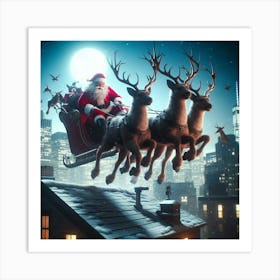 Santa Claus Flying Art Print