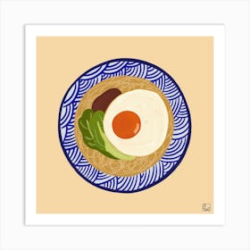 Asian Dish With Egg Square Art Print