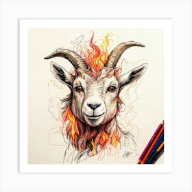 Goat On Fire 55 Art Print