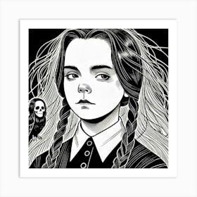 Wednesday Adams portrait 1 Art Print