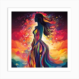 Colorful Woman In A Dress Art Print