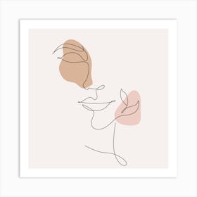 Face with Rose Line Art Art Print