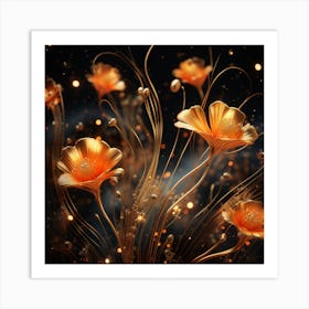 Golden Flowers Art Print