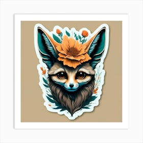 Fox With Flowers 3 Art Print