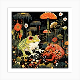 Frogs In The Forest 1 Art Print