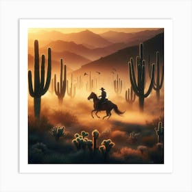 Cowboy In The Desert 3 Art Print