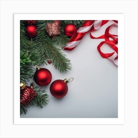 Christmas Decoration On White Background Art Print