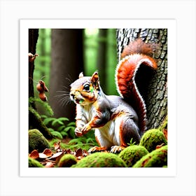 Squirrel In The Forest 141 Art Print