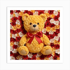 Teddy Bear With Roses 5 Art Print