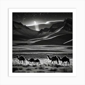 Camels In The Desert 5 Art Print