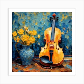 Violin And Flowers 3 Art Print