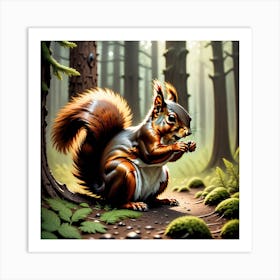 Squirrel In The Forest 299 Art Print