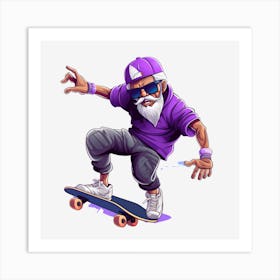 Old Man Skateboarding 5 Art Print