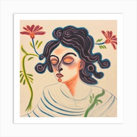 Woman With Flowers 03 Art Print