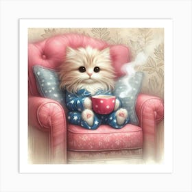 Cat In Pajamas 4 Art Print