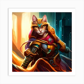 Cat In Armor 2 Art Print