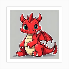 Cute Red Dragon Art Print