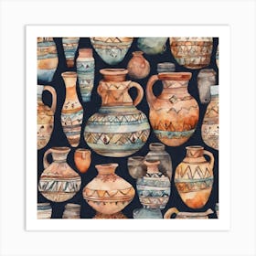 The art of Boho is a group of pottery Art Print