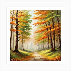 Forest In Autumn In Minimalist Style Square Composition 3 Art Print