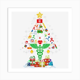 Nurse Christmas Tree Nurses Xmas Winter Scrub Rn M Art Print