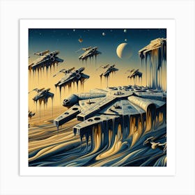 Star Wars,Melting Starships: A Dream of Space and Time Art Print