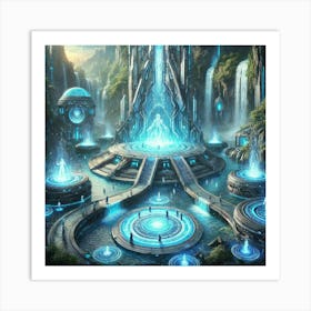 Cascade Waterfalls Scifi Art Print