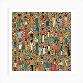 People Of The World, An Image Showing A Mosaic Of Different Cultural Symbols And People From Various Backgrounds Holding Art Print