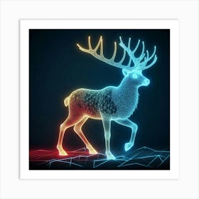 Neon Deer Art Print