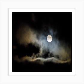 Full Moon In The Clouds Art Print