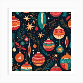 Christmas Ornaments Seamless Pattern 2 Art Print