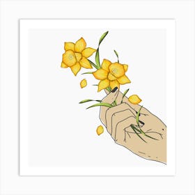 Daffodils In Hand Square Art Print