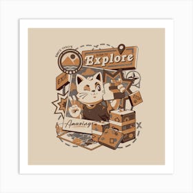 Born to Explore - Cute Traveler Cat Gift 1 Art Print