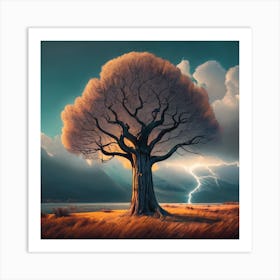 Tree In The Storm 1 Art Print