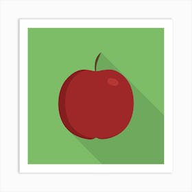 Red Apple Icon In Flat Long Shadow Design 1 Art Print