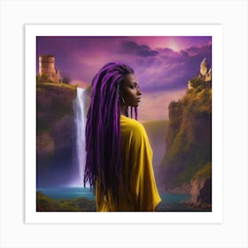 Woman With Purple Dreadlocks Art Print