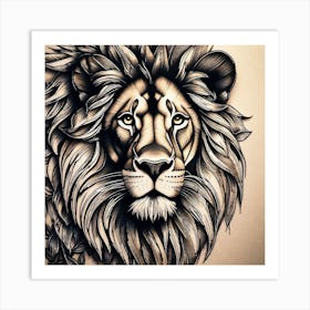 Lion Tattoo 2 Art Print